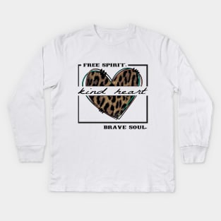 Kind Heart leopard Kids Long Sleeve T-Shirt